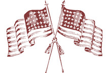 American flags in red 