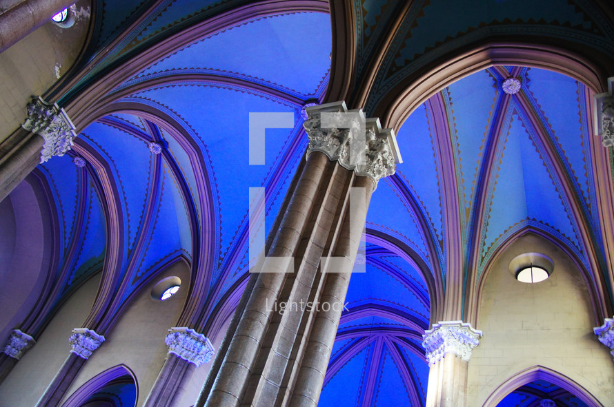 Columns and pillars in a cathedral