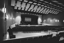 An auditorium and stage.
