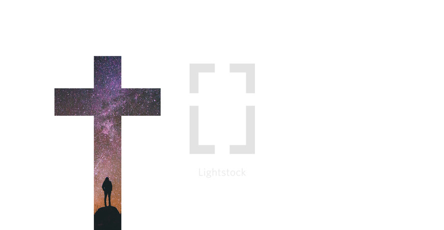 silhouette and stars in a cross 