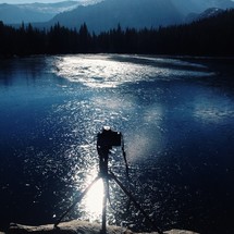 camera and a lake 