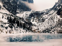 mountain lake in winter 
