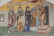 mosaic tile of the presentation of baby Jesus 