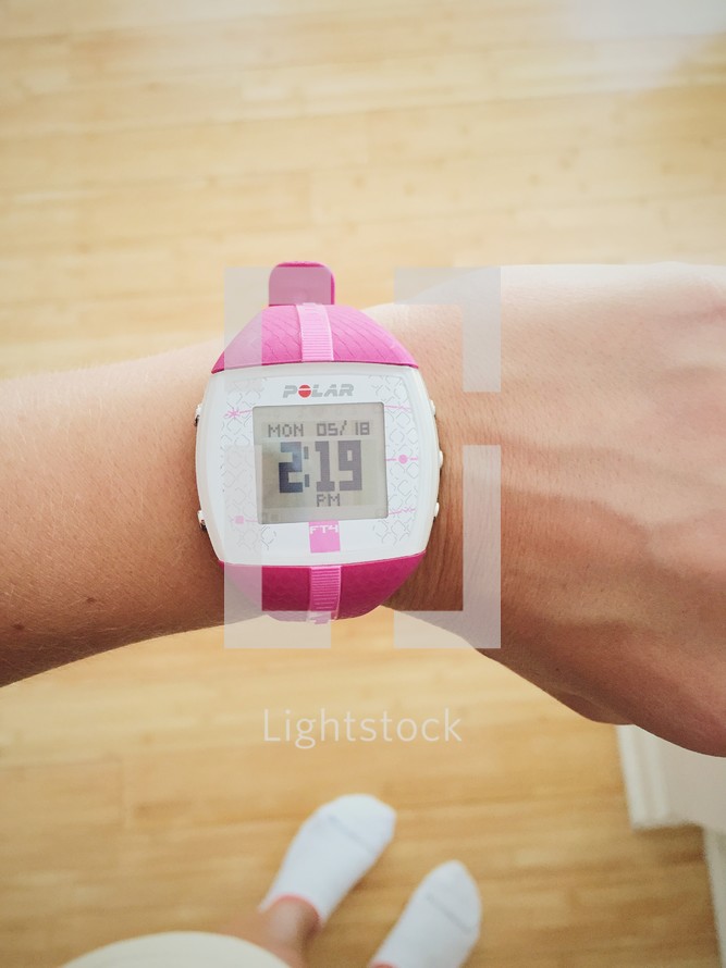 fitness watch on a wrist 
