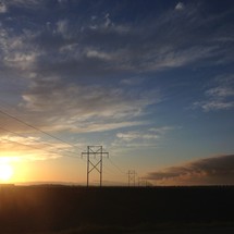 Power lines at sunrise.