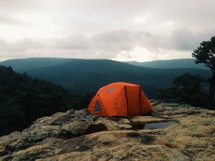 tent on a mountain top 