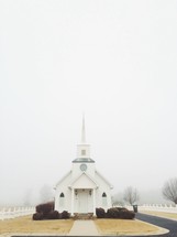 church and fog 