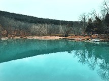 teal water in a lake 