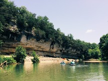 kayaks on a river 