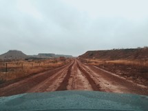 tracks on a dirt road 