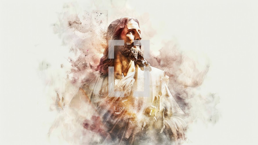  Jesus Christ. Abstract colorful Illustration. Digital painting.