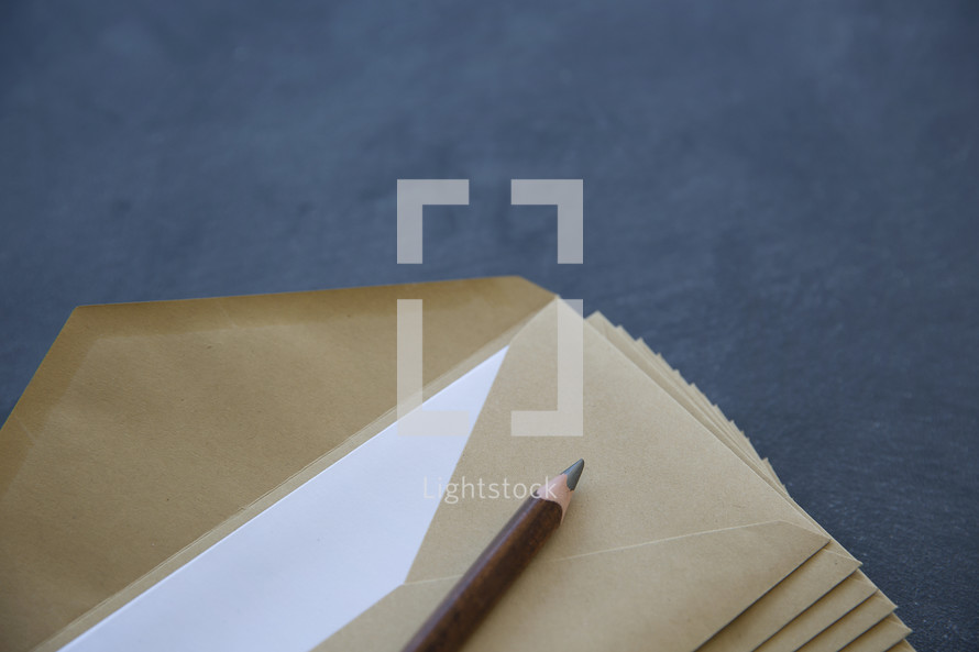 pencil on envelopes 