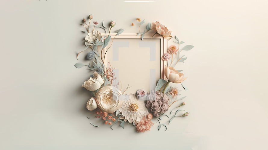 a minimal, pastel spring floral frame for text