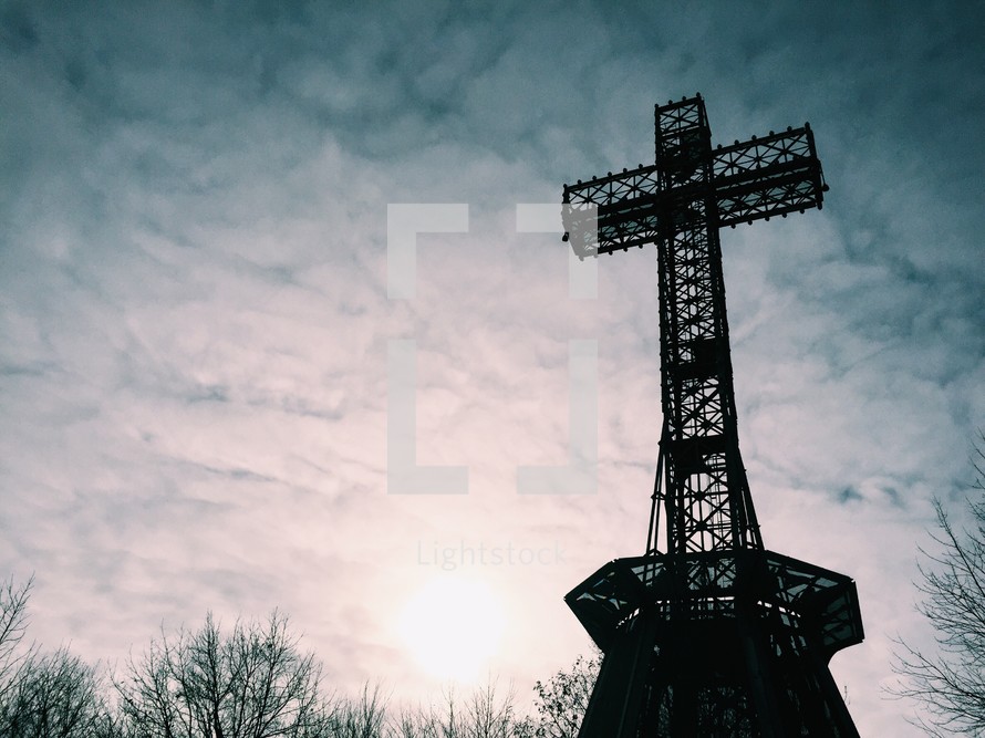 a cross made of scaffolding 