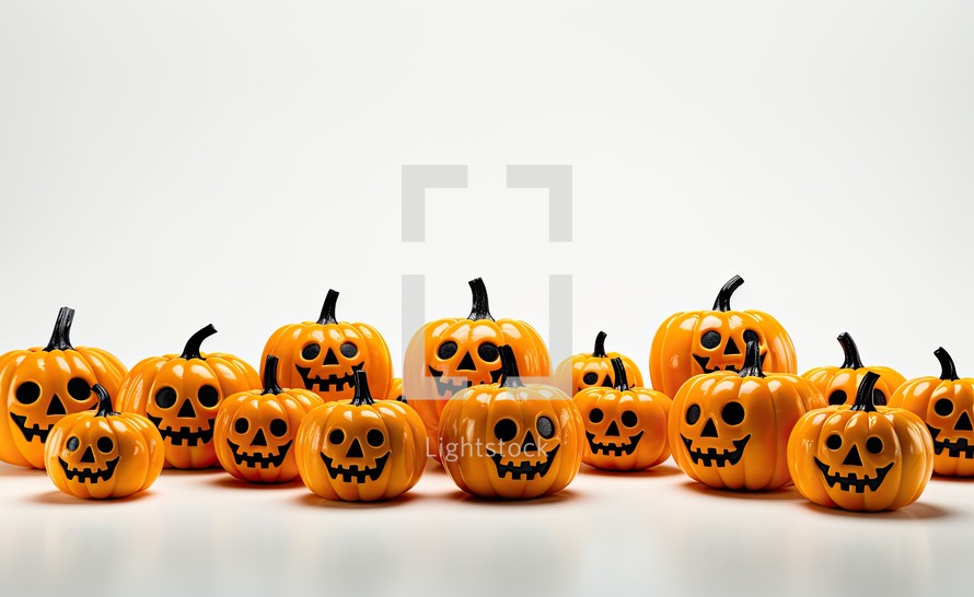 Halloween pumpkins isolated on white background with copy space for text