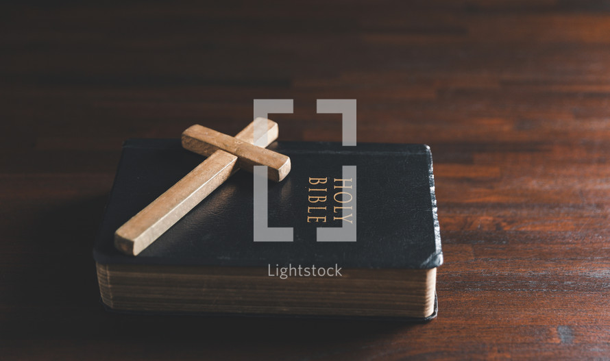 Wooden cross and Bible