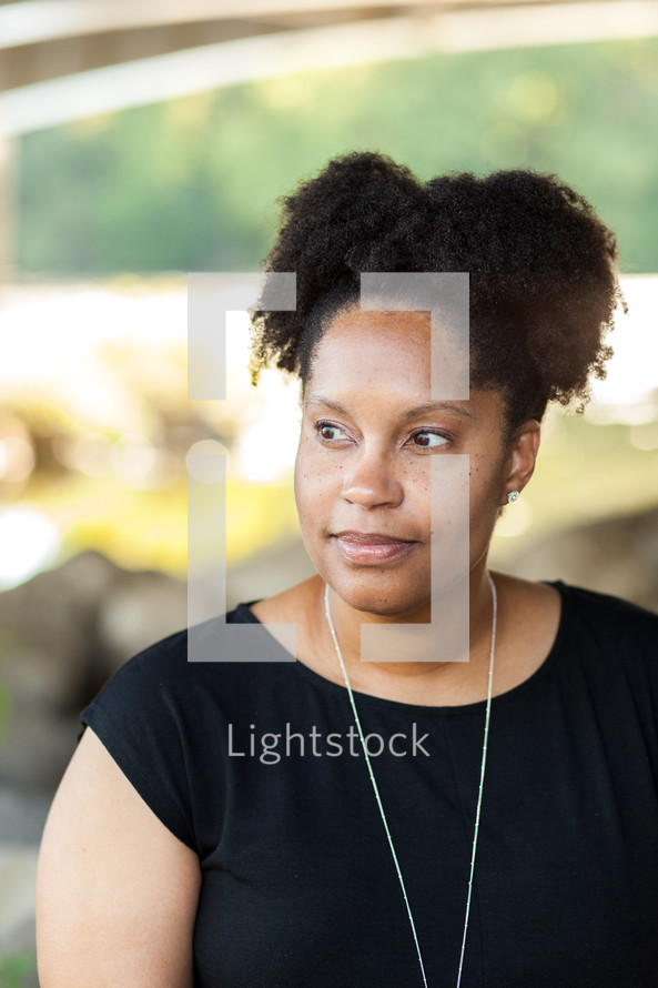 face of an African American woman looking to her side 