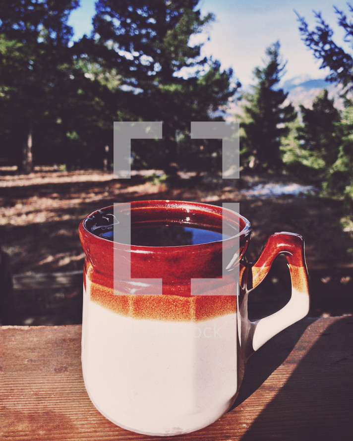mug of coffee outdoors 