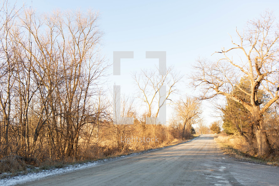 rural dirt road and frost 