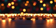 Diwali Diyas with bokeh lights background