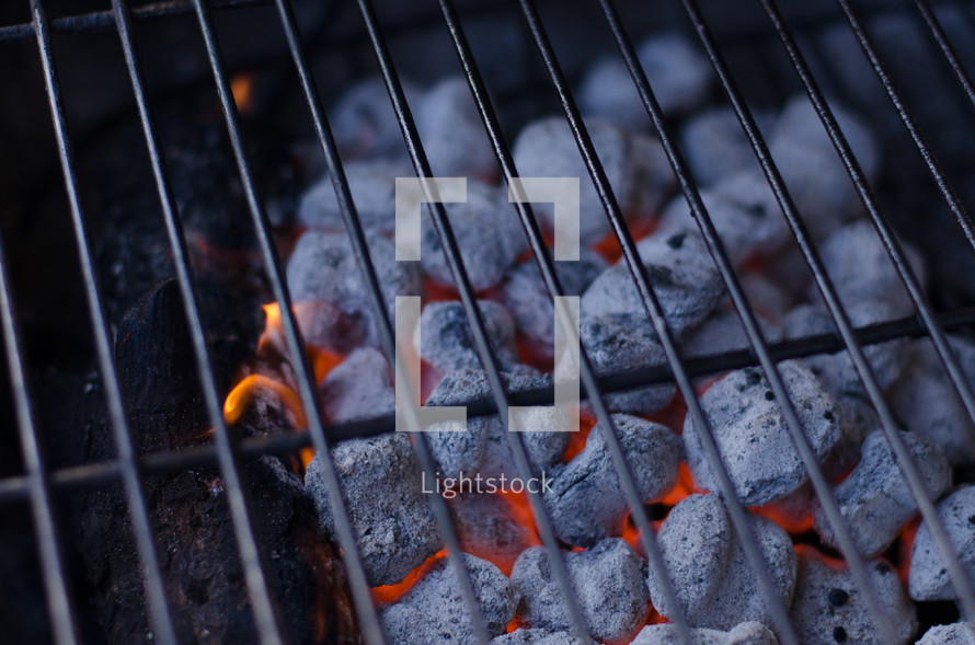 hot coals in a grill 