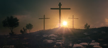 Crucifixion and Resurrection.Three crosses