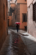 wet cobblestone street 