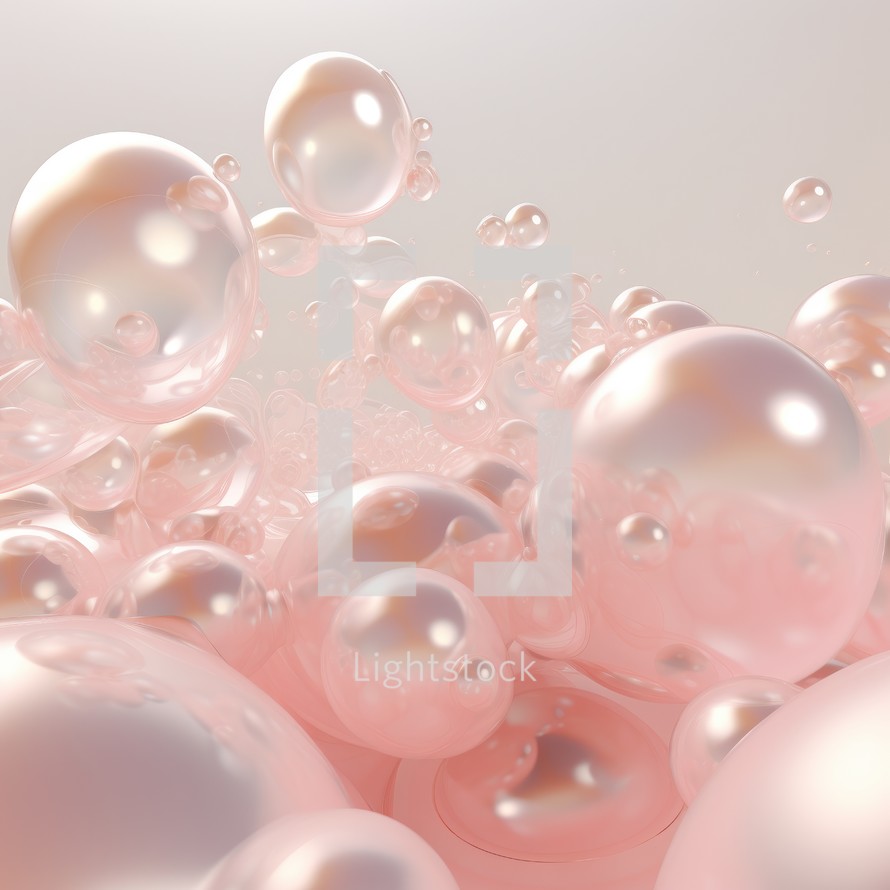 Pink bubbles on a white background