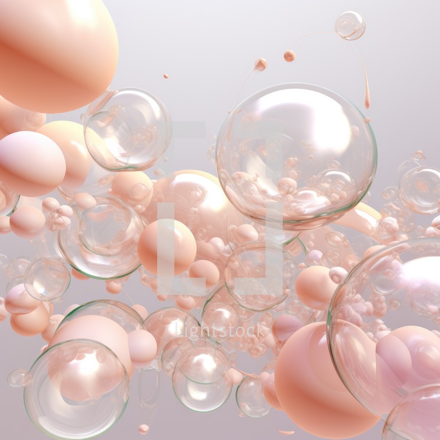 Abstract background with soap bubbles, 3d rendering