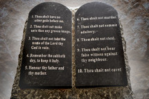 Ten Commandments given to Moses on tablets of stone