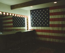 mirror and reflection of the American Flag 