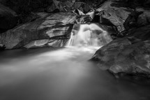 water flowing in a stream over rocks 