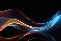 Abstract blue and orange waves on a black background, abstract background