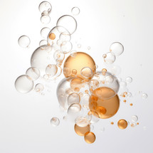 Bubbles in water on a white background.