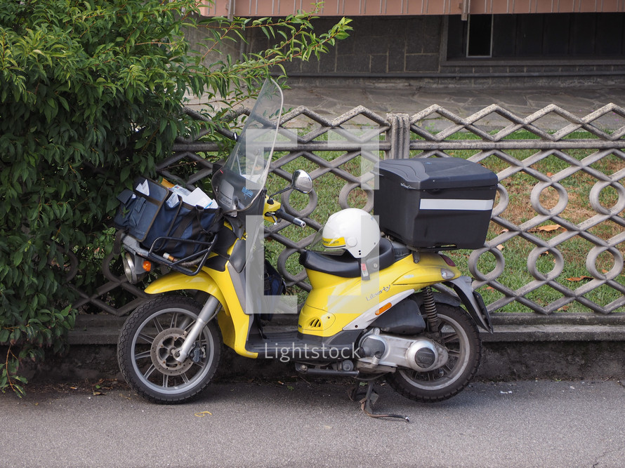 TURIN, ITALY - CIRCA SEPTEMBER 2018: Poste Italiane mail delivery motor bike