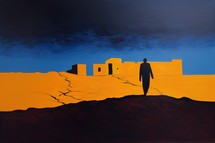 Parable of the Prodigal Son. Man standing in front of a desert landscape