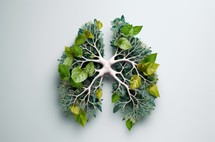 Depiction of human lungs transformed into the likeness of leaves