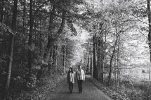 a couple standing on a path 