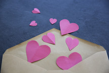 paper hearts in an envelope 
