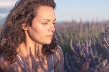 woman smelling lavender 