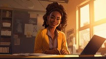 Bible Study. Portrait of young African American sitting at her desk in office