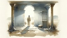 Imprisonment of John the Baptist. Biblical. Christian religious watercolor Illustration