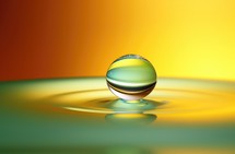Water drop close-up on a colorful background. 3d rendering
