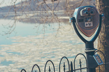 view finder scope on a lake shore 