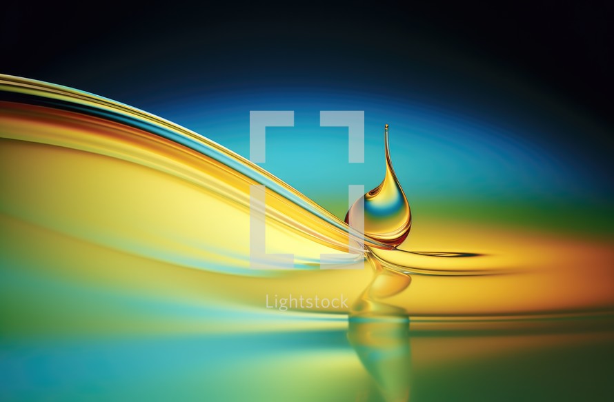 Water drop on a colorful background. 3D rendered Illustration.