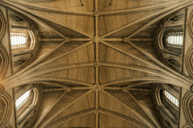 Norwich Roman Catholic ceiling arches, beautiful historic architecture, large church halls