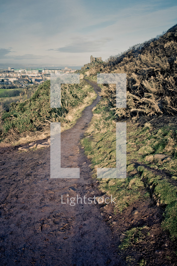 path on a hillside in Edinburgh 