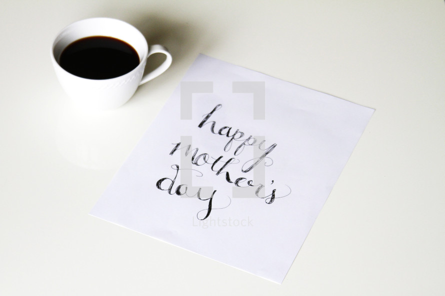 Happy Mother's Day sign and coffee mug 
