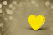 yellow heart and bokeh lights 