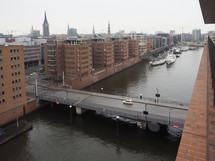 HAMBURG, GERMANY - CIRCA MAY 2017: HafenCity quarter in the district of Hamburg Mitte on the Elbe river island Grasbrook on former Hamburger Hafen (Port of Hamburg)